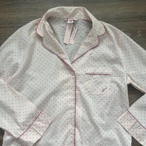 NEW VICTORIA'S SECRET Polka Dot Pink Long Sleeve Sleep Top Pajama XS NWT
